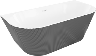 Mexen Oris volně stojící přisazená vana ryhovaná 170 x 80 cm, bílá/šedá, bílý přepad - 52871708062-20