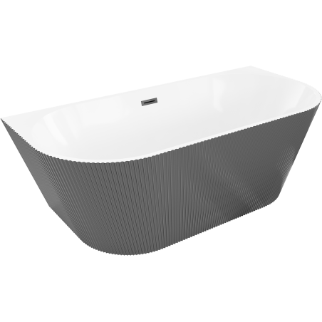 Mexen Oris volně stojící vana u stěny, rýhovaná 170 x 80 cm, bílá/šedá, přepad černý - 52871708062-70