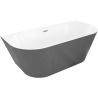 Mexen Oris volně stojící vana ke zdi vroubkovaná 170 x 80 cm, bílá/šedá, přepad chrom - 52871708062-01