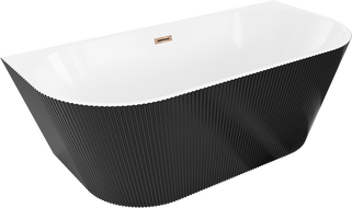 Mexen Oris wanna wolnostojąca przyścienna ryflowana 170 x 80 cm, bílá/černá, přeliv růžové zlato - 52871708075-60