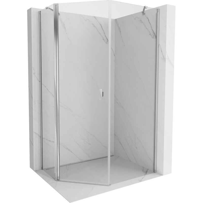 Mexen Mist asymetrická šestihranná sprchová kabina, 80 x 90 cm, transparentní, chrom - 8A8-080-090-01-00