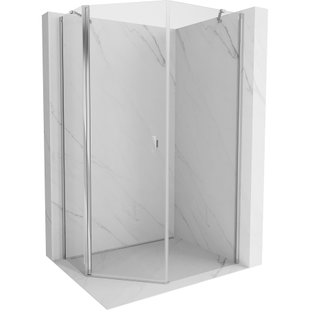 Mexen Mist asymetrická pětiúhelníková sprchová kabina 80 x 90 cm, transparentní, chromová - 8A8-080-090-01-00