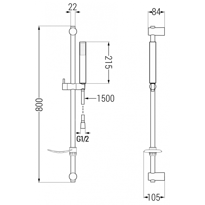 Mexen DF77 sprchová sada posuvná, černá - 785774582-70
