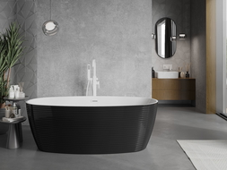 Mexen Lira volně stojící vana vzor 170 x 80 cm, bílá/černá, bílý přepad - 52831708075-20