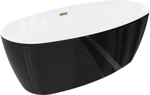 Mexen Lira volně stojící vana vzor 170 x 80 cm, bílá/černá, přepad zlatý - 52831708075-50