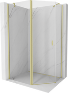 Mexen Mist pětiúhelníkový asymetrický sprchový kout na pantech 100 x 80 cm, průhledný, zlatý kartáčovaný - 8A8-100-080-55-00