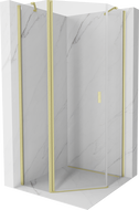 Mexen Mist pětiúhelníkový sprchový kout s otočnými dveřmi 90 x 90 cm, transparentní, zlatý kartáčovaný