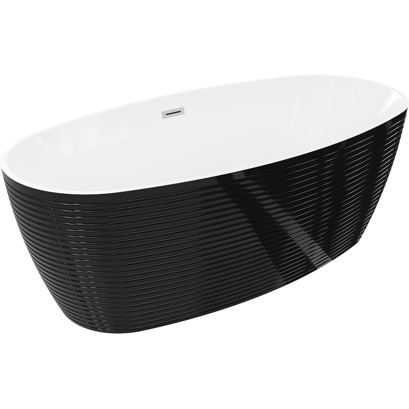 Mexen Lira volně stojící vana vzor 170 x 80 cm, bílá/černá, přepad nikl kartáčovaný - 52831708075-97