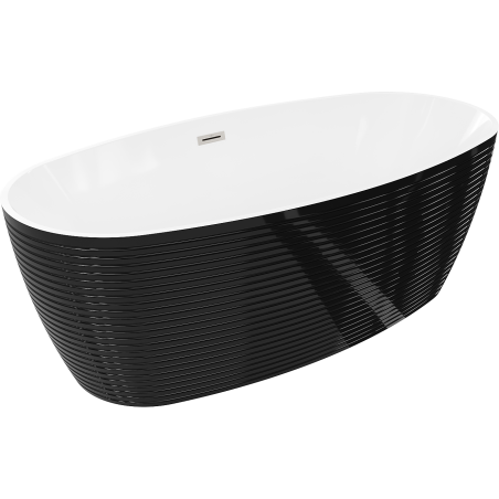 Mexen Lira volně stojící vana vzor 170 x 80 cm, bílá/černá, přepad nikl kartáčovaný - 52831708075-97