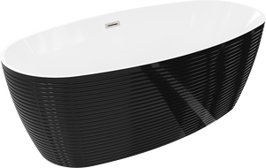 Mexen Lira volně stojící vana vzor 170 x 80 cm, bílá/černá, přepad nikl kartáčovaný - 52831708075-97