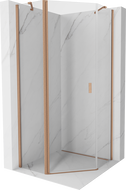 Mexen Mist pětiúhelníkový sprchový kout s otočnými dveřmi 100 x 100 cm, průhledný, kartáčovaná měď