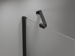 Mexen Mist pětiúhelníkový asymetrický sprchový kout s levým otevíráním 90 x 80 cm, černý rámeček, černá - 8A8-090-080-70-70-L