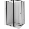 Mexen Mist pětiúhelníkový asymetrický sprchový kout s levým otevíráním 90 x 80 cm, černý rámeček, černá - 8A8-090-080-70-70-L