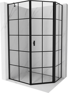 Mexen Mist asymetrická pětiúhelníková sprchová kabina pravá 80 x 90 cm, černá mřížka, černá - 8A8-080-090-70-77-P