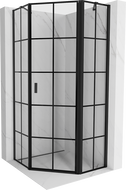 Mexen Mist sprchový kout pětiúhelníkový otevírací pravý 90 x 90 cm, černá mřížka, černý - 8A8-090-090-70-77-P