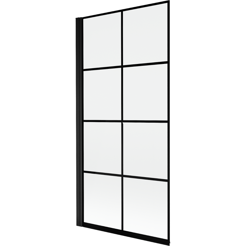 Mexen Mist vanová zástěna, jednokřídlá levá 90 x 150 cm, černá mřížka, černá - 8A9-090-001-70-77-L