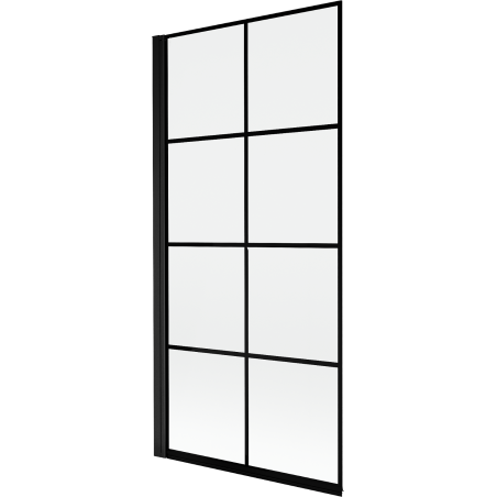 Mexen Mist vanová zástěna, jednokřídlá levá 90 x 150 cm, černá mřížka, černá - 8A9-090-001-70-77-L