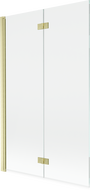 Mexen Mist vanová zábrana 2-křídlová levá 110 x 150 cm, transparentní, zlatá kartáčovaná - 8A9-110-002-55-00-L