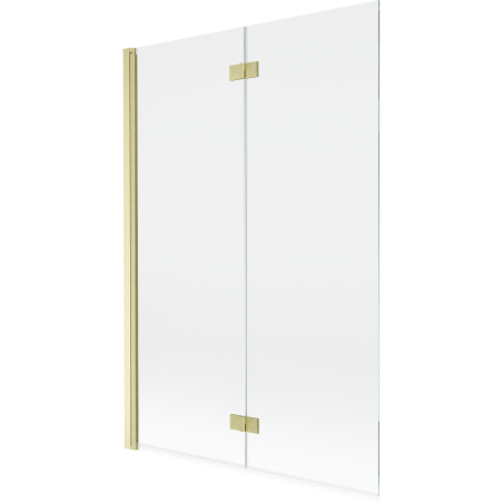Mexen Mist dvoukřídlé vanové dveře levé 120 x 150 cm, transparentní, zlatý kartáčovaný - 8A9-120-002-55-00-L