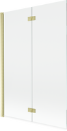 Mexen Mist dvoukřídlé vanové dveře levé 120 x 150 cm, transparentní, zlatý kartáčovaný - 8A9-120-002-55-00-L