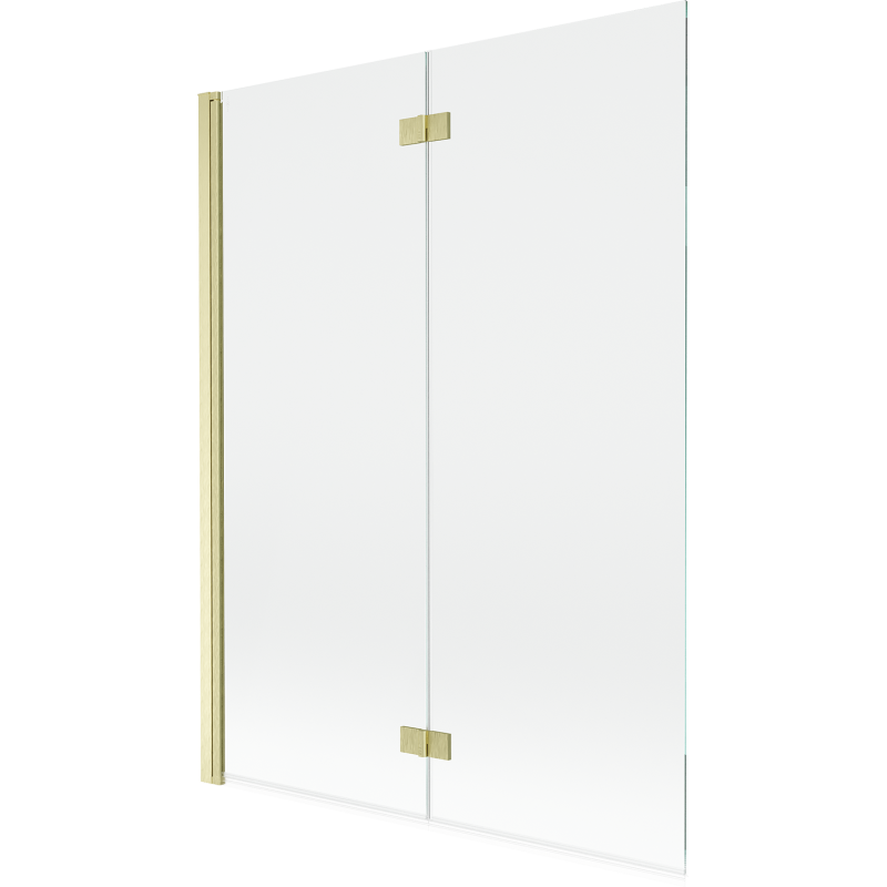 Mexen Mist skládací sprchová zástěna 2-křídlová levá 130 x 150 cm, transparentní, zlatá kartáčovaná - 8A9-130-002-55-00-L