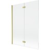 Mexen Mist skládací sprchová zástěna 2-křídlová levá 130 x 150 cm, transparentní, zlatá kartáčovaná - 8A9-130-002-55-00-L
