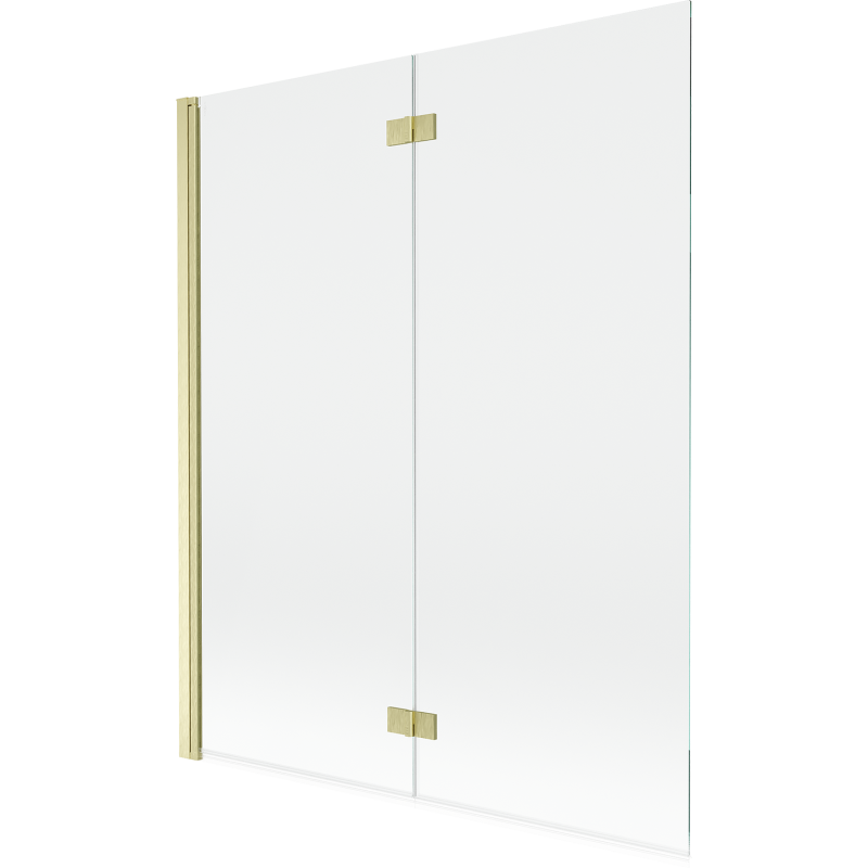 Mexen Mist dvoukřídlá sprchová zástěna levá 140 x 150 cm, transparentní, kartáčovaná zlatá - 8A9-140-002-55-00-L