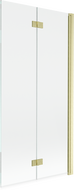 Mexen Mist sprchová zástěna dvoukřídlá pravá 90 x 150 cm, transparentní, zlatá kartáčovaná - 8A9-090-002-55-00-P