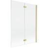 Mexen Mist sprchová zástěna dvoukřídlá pravá 130 x 150 cm, transparentní, zlato kartáčované - 8A9-130-002-55-00-P