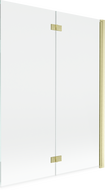 Mexen Mist sprchová zástěna dvoukřídlá pravá 130 x 150 cm, transparentní, zlato kartáčované - 8A9-130-002-55-00-P