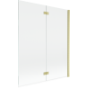 Mexen Mist sprchová zástěna dvoukřídlá pravá 140 x 150 cm, transparentní, zlatý kartáčovaný - 8A9-140-002-55-00-P