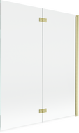 Mexen Mist sprchová zástěna dvoukřídlá pravá 140 x 150 cm, transparentní, zlatý kartáčovaný - 8A9-140-002-55-00-P