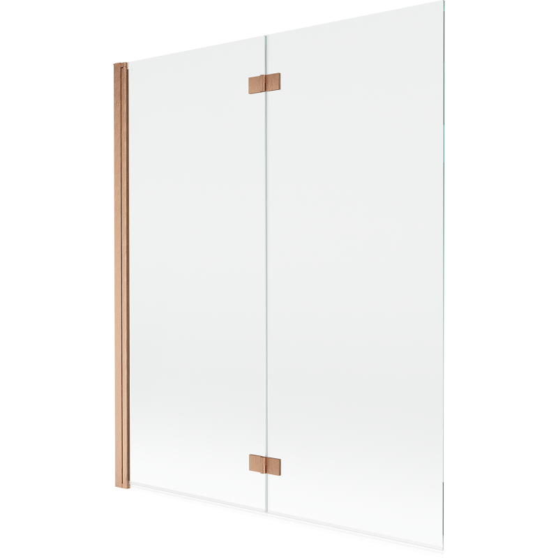 Mexen Mist vanová zástěna 2dílná levá 140 x 150 cm, transparentní, kartáčovaná měď - 8A9-140-002-65-00-L