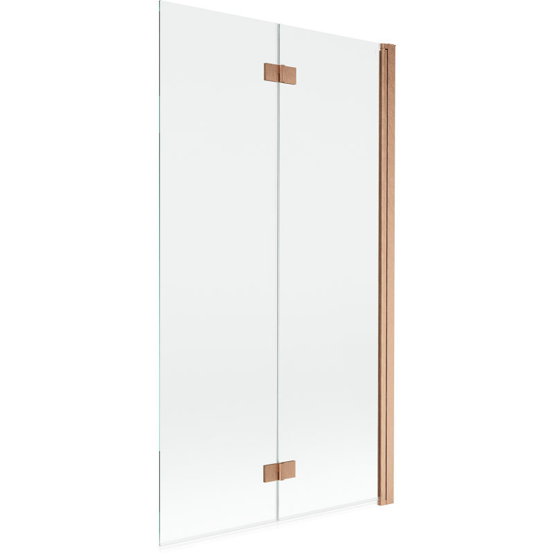 Mexen Mist dvoukřídlová sprchová zástěna pravá 100 x 150 cm, transparentní, kartáčovaná měď - 8A9-100-002-65-00-P