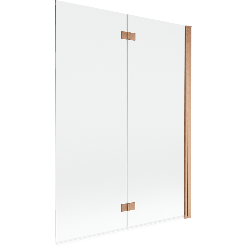 Mexen Mist sprchová zástěna 2-křídlová pravá 130 x 150 cm, transparentní, kartáčovaná měď - 8A9-130-002-65-00-P