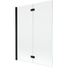 Mexen Mist vanová zástěna dvoukřídlá levá 130 x 150 cm, čirá, černá - 8A9-130-002-70-00-L