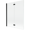 Mexen Mist vanová zástěna dvoukřídlá levá 140 x 150 cm, transparentní, černá - 8A9-140-002-70-00-L