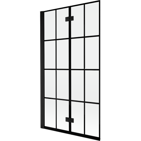 Mexen Mist vanová zástěna 2-dílná levá 100 x 150 cm, černá mřížka, černá - 8A9-100-002-70-77-L