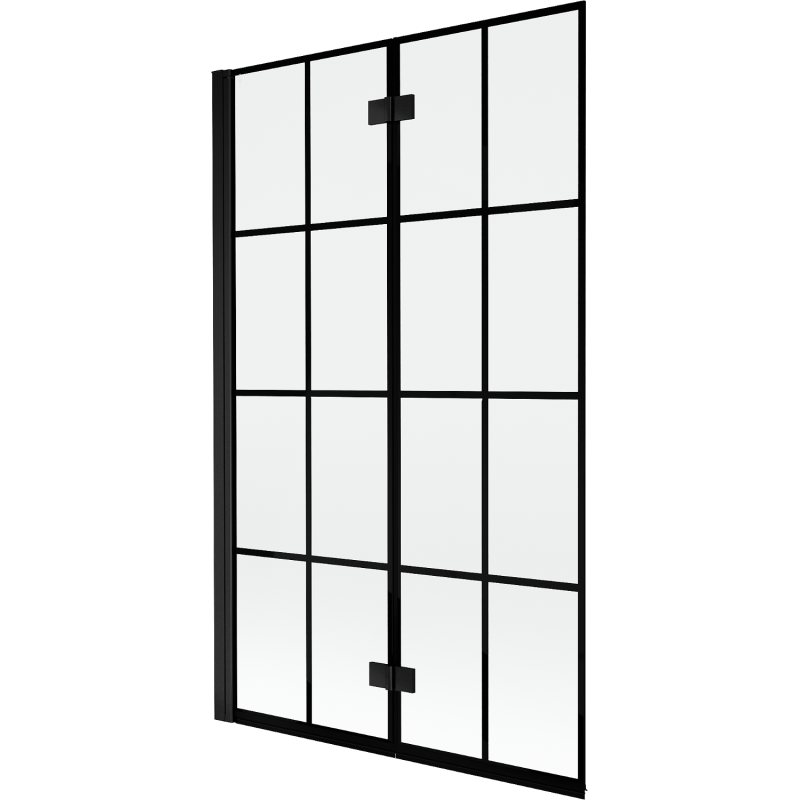 Mexen Mist vanová zástěna dvoukřídlá levá 110 x 150 cm, černá mřížka, černá - 8A9-110-002-70-77-L