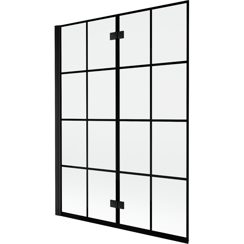 Mexen Mist vanová zástěna dvoukřídlá levá 130 x 150 cm, černá mřížka, černá - 8A9-130-002-70-77-L