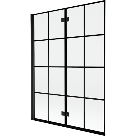 Mexen Mist vanová zástěna dvoukřídlá levá 130 x 150 cm, černá mřížka, černá - 8A9-130-002-70-77-L