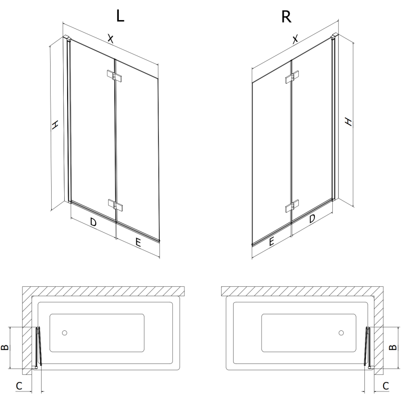 Mexen Mist sprchová zástěna 2-křídlá pravá 110 x 150 cm, černá mřížka, černá - 8A9-110-002-70-77-P