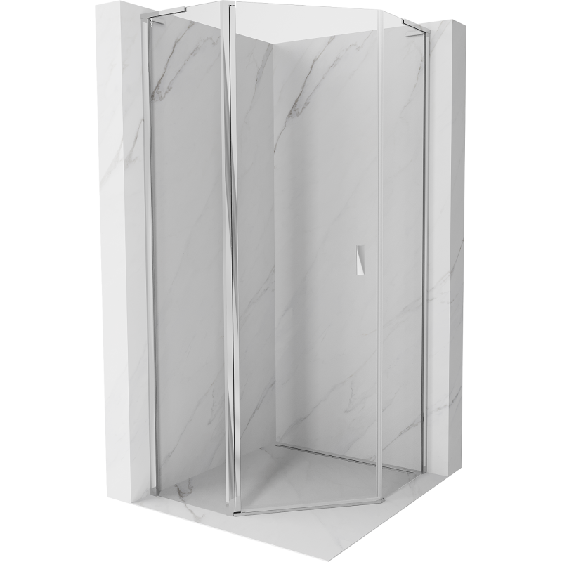 Mexen Mist L pětiúhelníková sprchová kabina s pantovými dveřmi 90 x 90 cm, transparentní, chrom - 8A8L-090-090-01-00