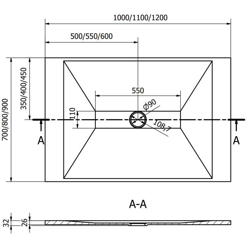 Mexen Toro obdélníkový sprchový kout SMC 100 x 90 cm, černý - 43709010