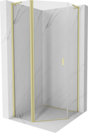 Mexen Mist L pentagonální sprchová kabina sklopná 80 x 80 cm, transparentní, zlatá kartáčovaná - 8A8L-080-080-55-00