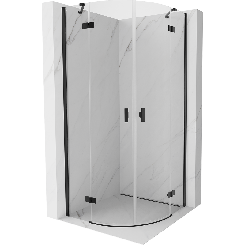 Mexen Mist půlkruhový sprchový kout výklopný 80 x 80 cm, transparentní, černá - 8A33-080-080-70-00