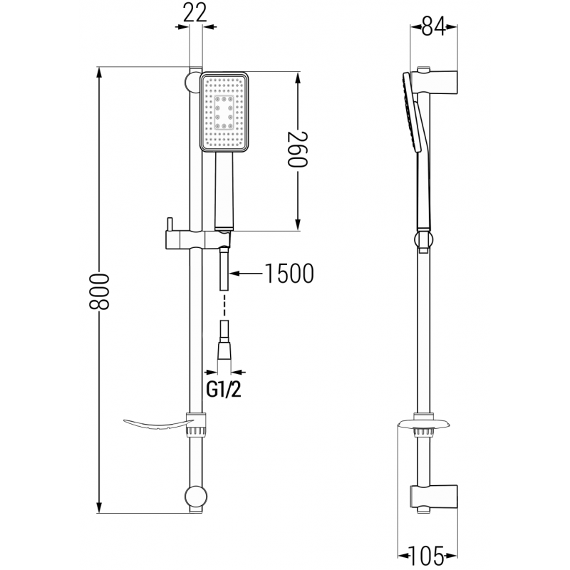 Mexen DF54 sprchová souprava posuvná, černá/chrom - 785544582-17