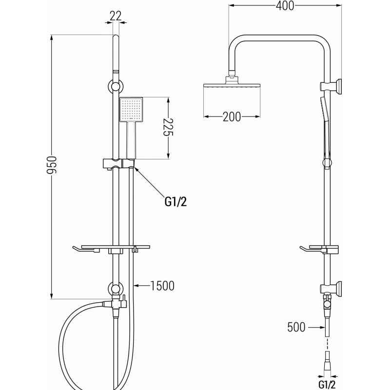 Mexen T45 sprchový sloup, chrom - 798454593-00