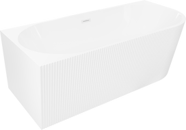 Mexen Silo volně stojící rohová vana levá rýhovaná 150 x 75 cm, bílá, bílý přepad - 52891507500L-20