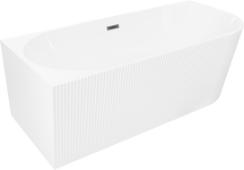Mexen Silo volně stojící rohová levá vroubkovaná vana 150 x 75 cm, bílá, přepad gun gray kartáčovaný - 52891507500L-66